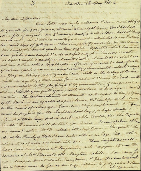 Letter from Jane Austen to Cassandra Austen, 4 February 1813. Page 1