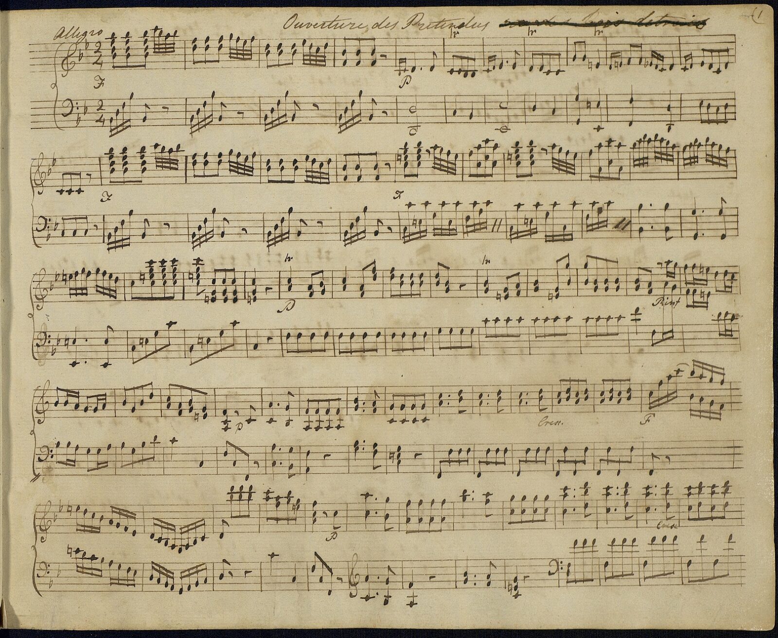 A page from Jane Austen's handwritten music book