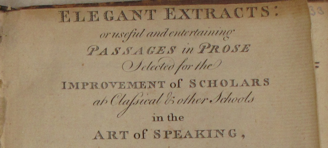 Close up of the first page of Elegant Extracts
