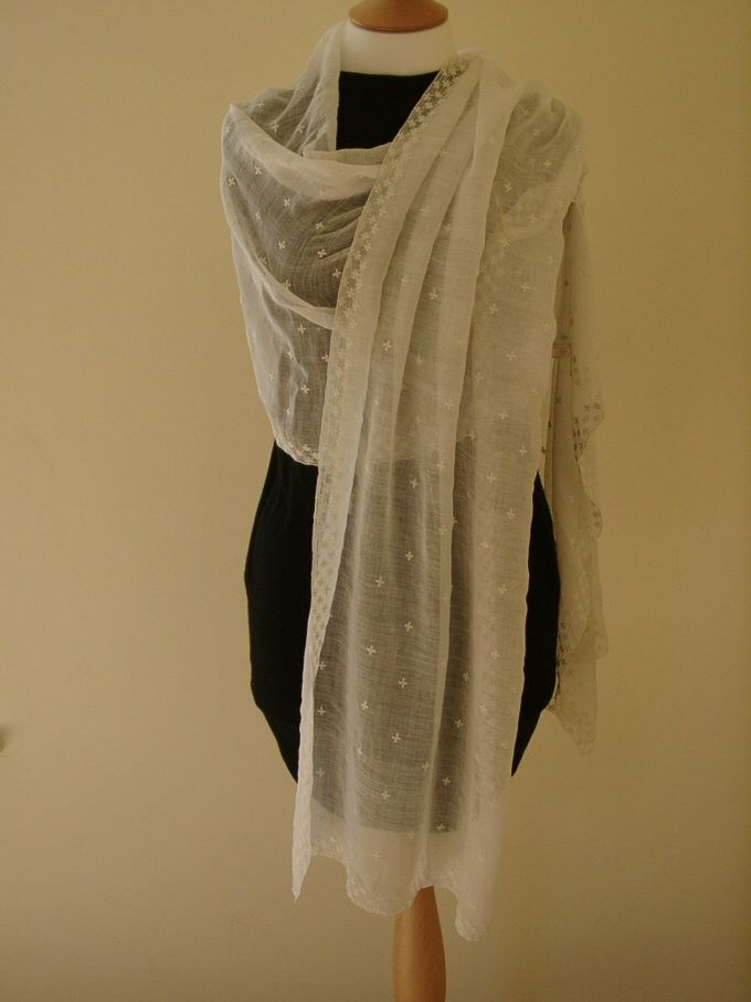Jane Austen's muslin shawl shown on a mannequin