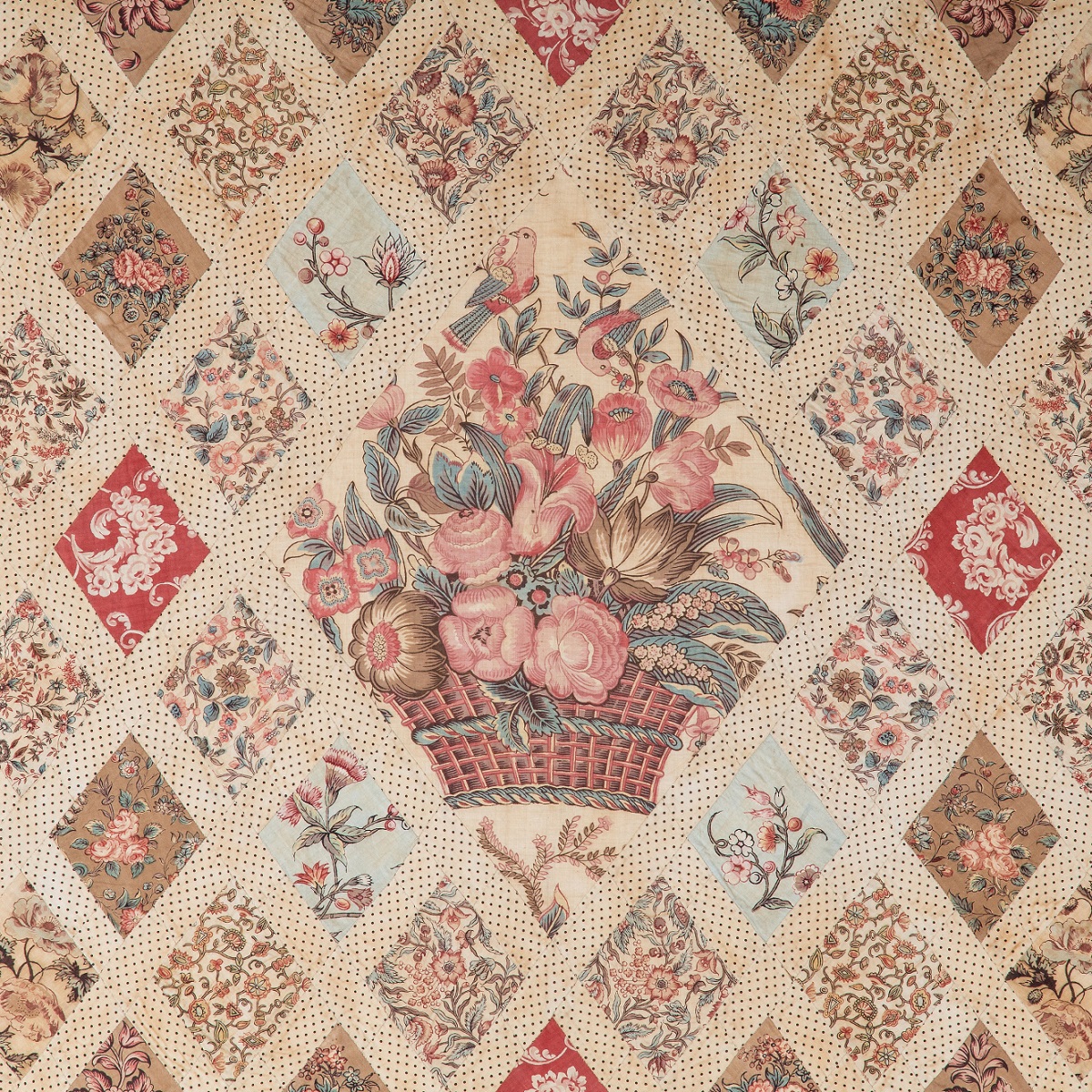 Centre of the Austen family patchwork coverlet