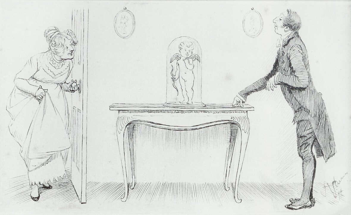 Mrs Bennet & Mr Collins, an illustration by Hugh Thomson