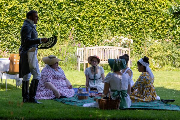 Visitors in Regency dress at Jane Austen's House