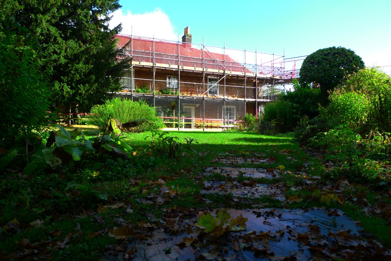 Jane Austen's House covered in scaffolding