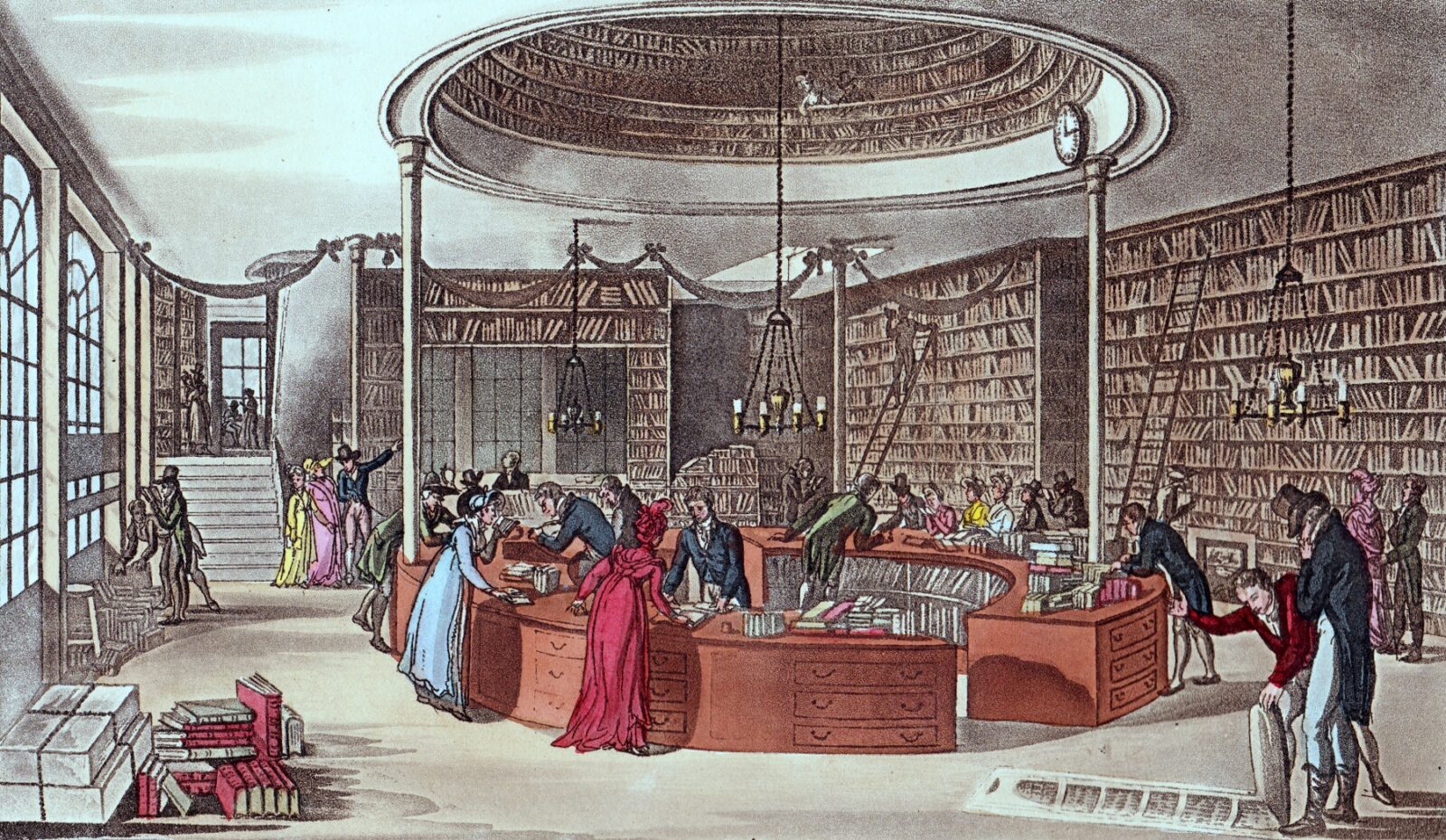 Bookshop – from Ackerman’s. First floor interior of Temple of the Muses (Lackington Allen) as it looked in 1809