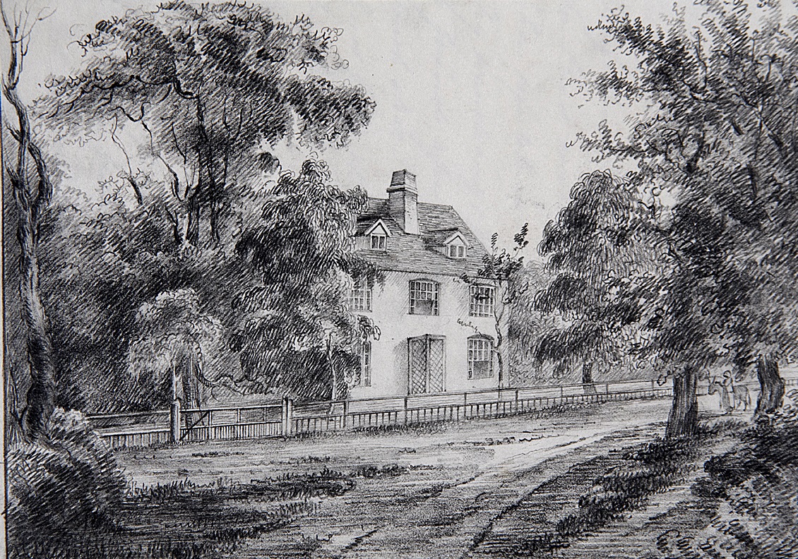 Pencil drawing of Steventon Rectory by Ben Lefroy, 1820