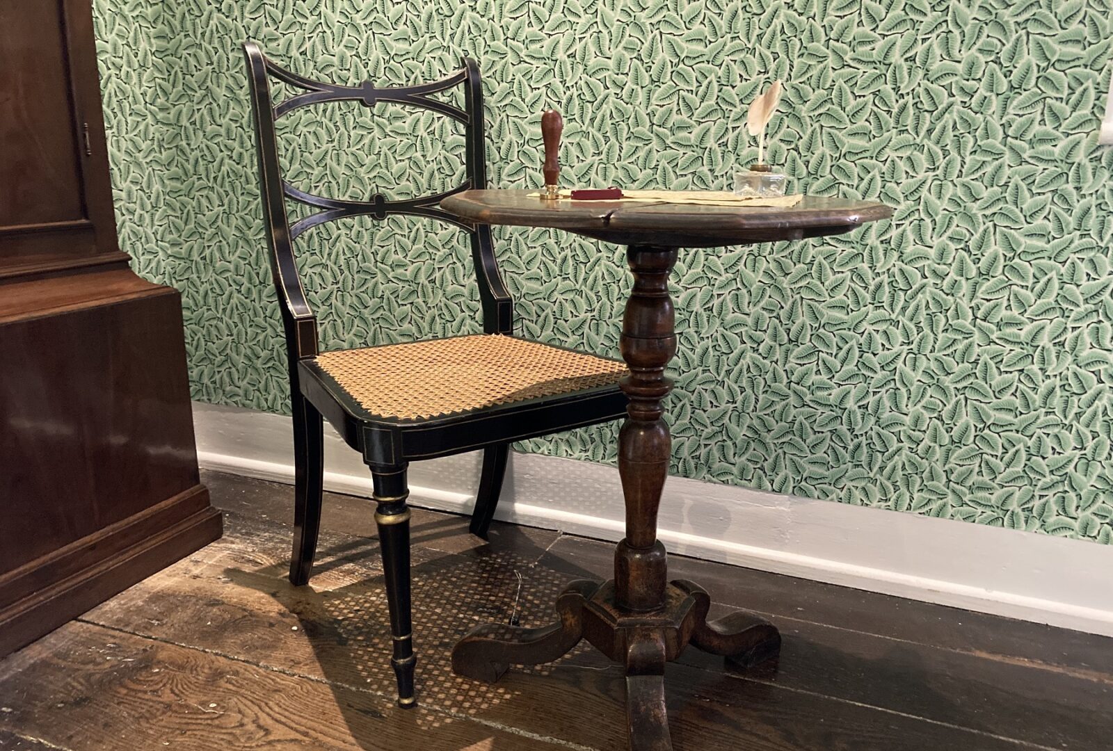 Jane Austen's writing table in the Dining Room at Jane Austen's House