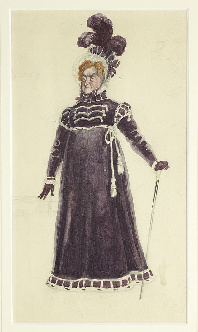 Costume design for Lady Catherine de Bourgh by Rex Whistler (1936)