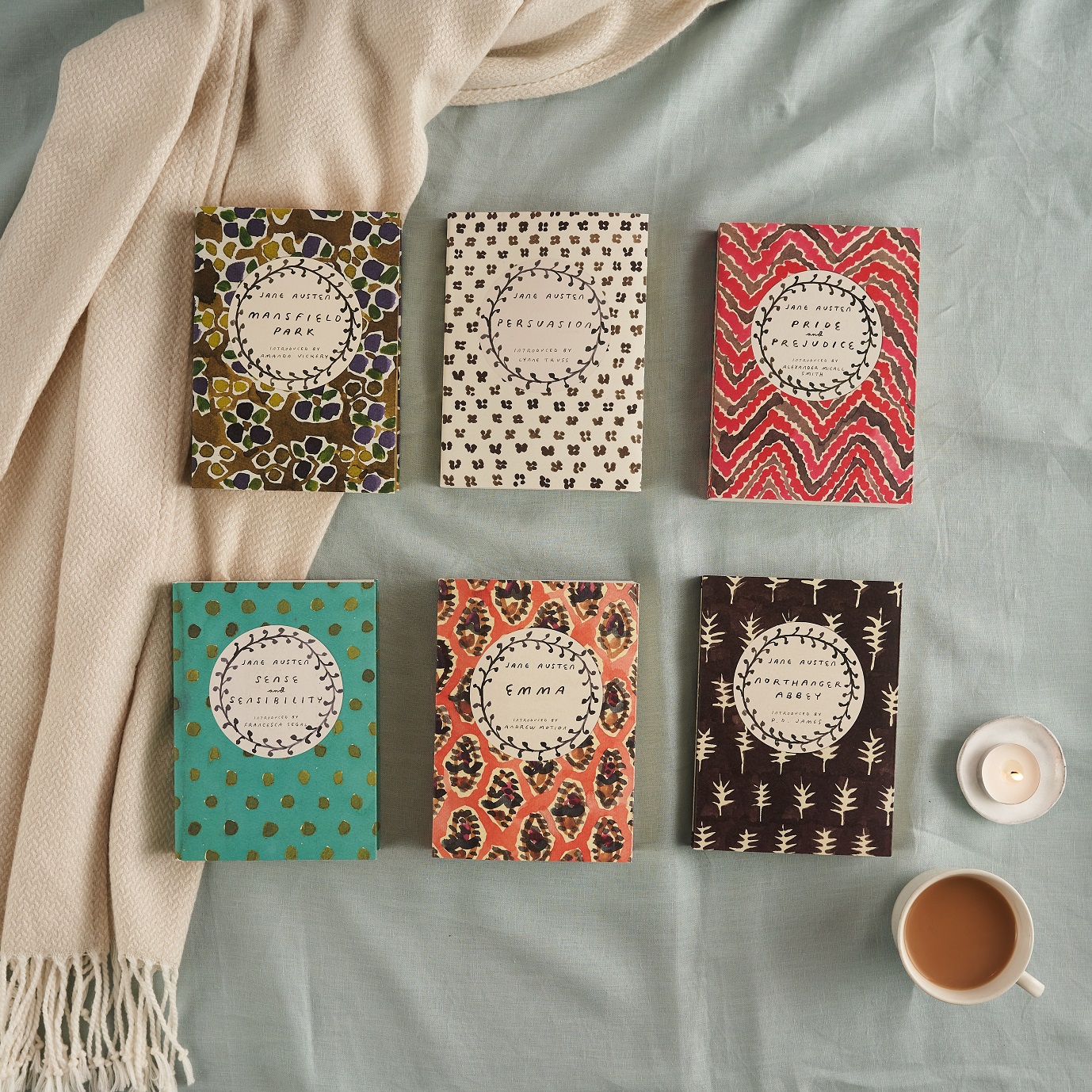 Jane Austen novels with colourful covers