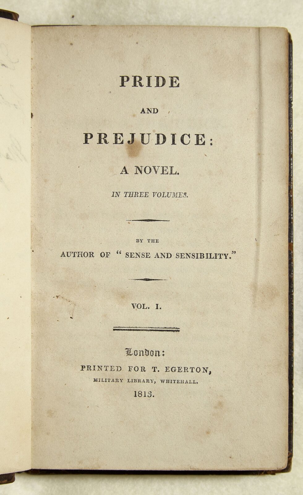 Title page of a First Edition of Pride and Prejudice