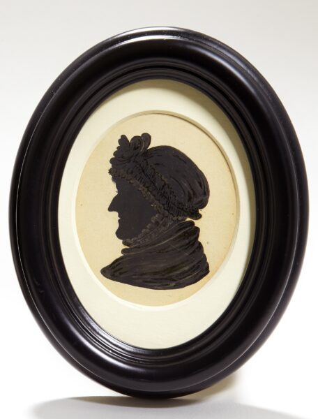 Silhouette of Mrs Austen in an oval frame