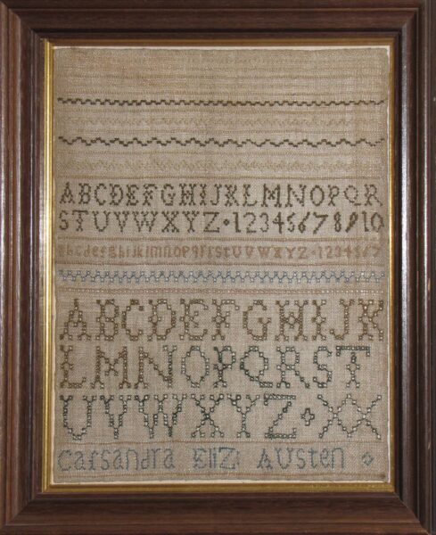 Sampler worked by Cassandra Austen, framed.