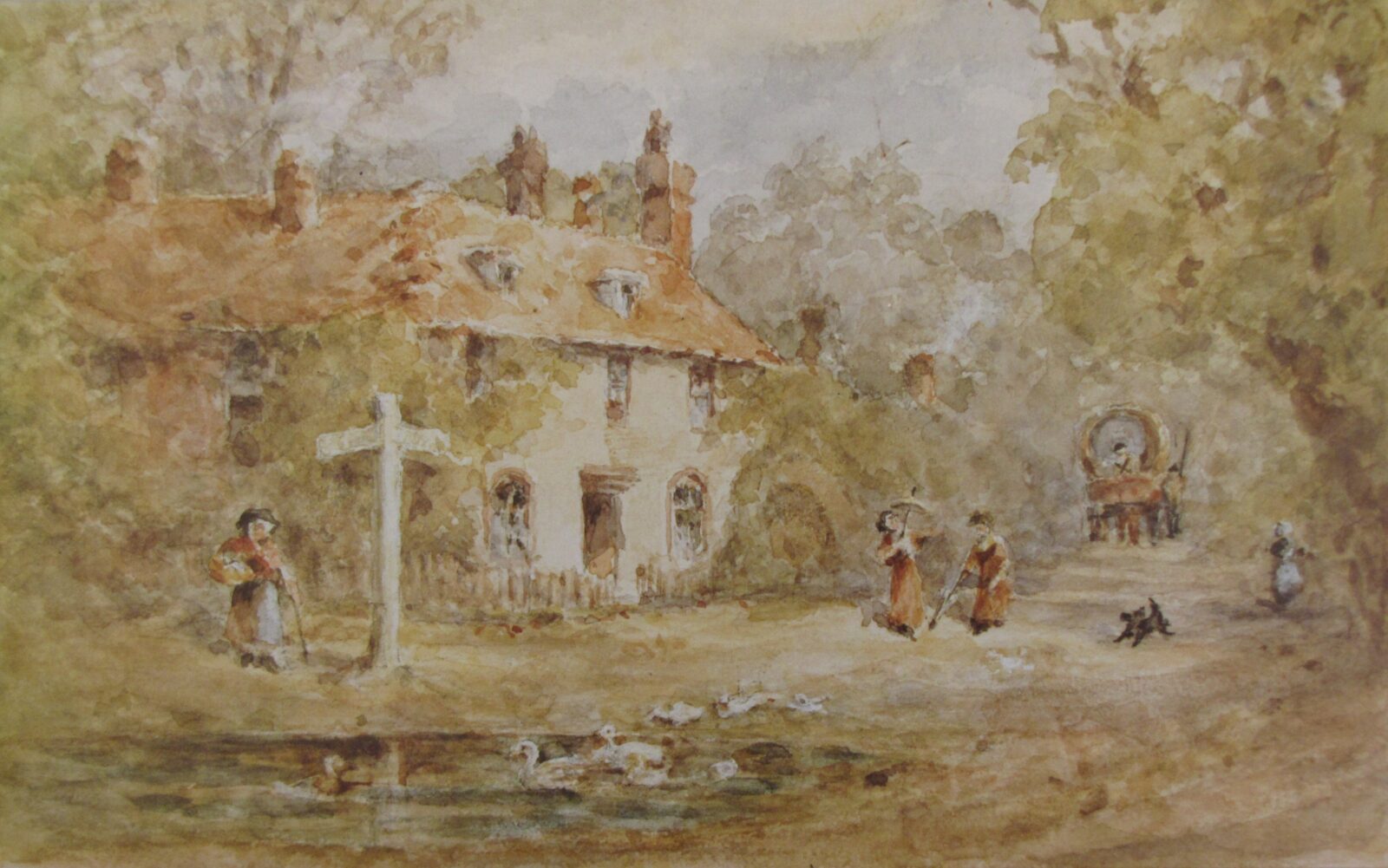 A watercolour painting of Chawton Cottage from the Museum collection