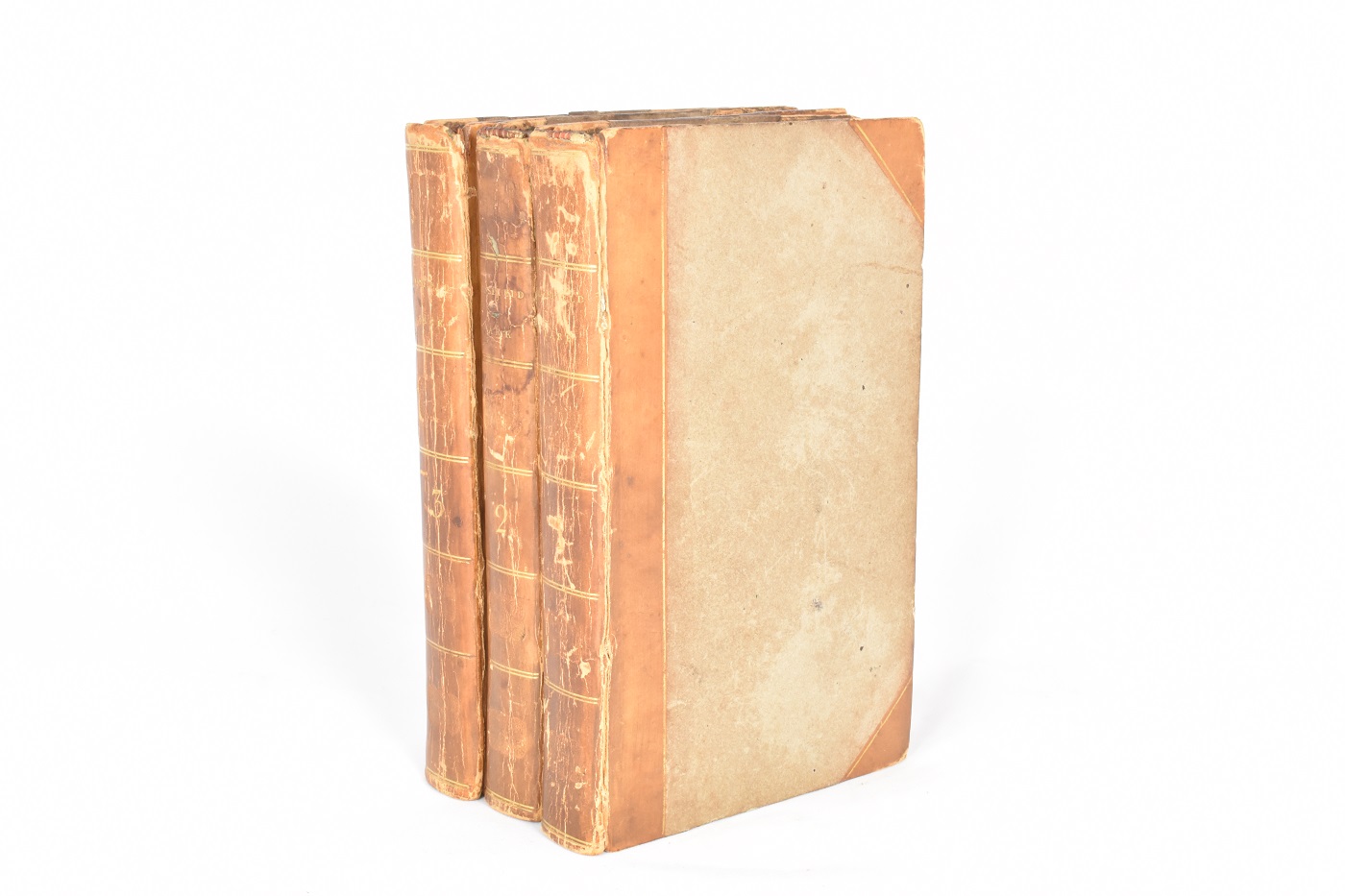 First edition of Mansfield Park published in May 1814. A three volume set, seen at a slant.
