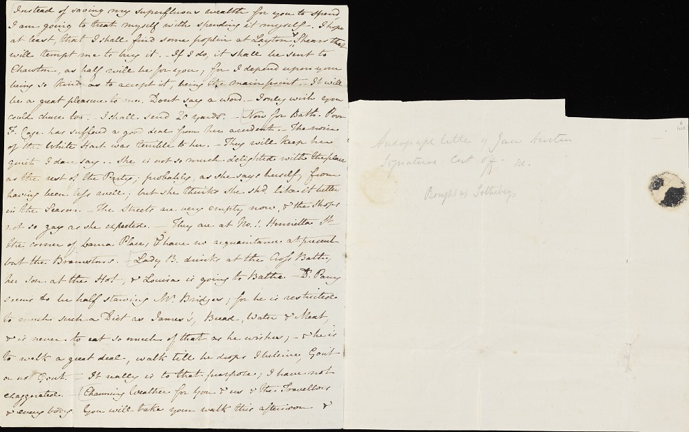 Pages 6-7 of a letter from Jane Austen to Cassandra Austen 15th-16th September 1813