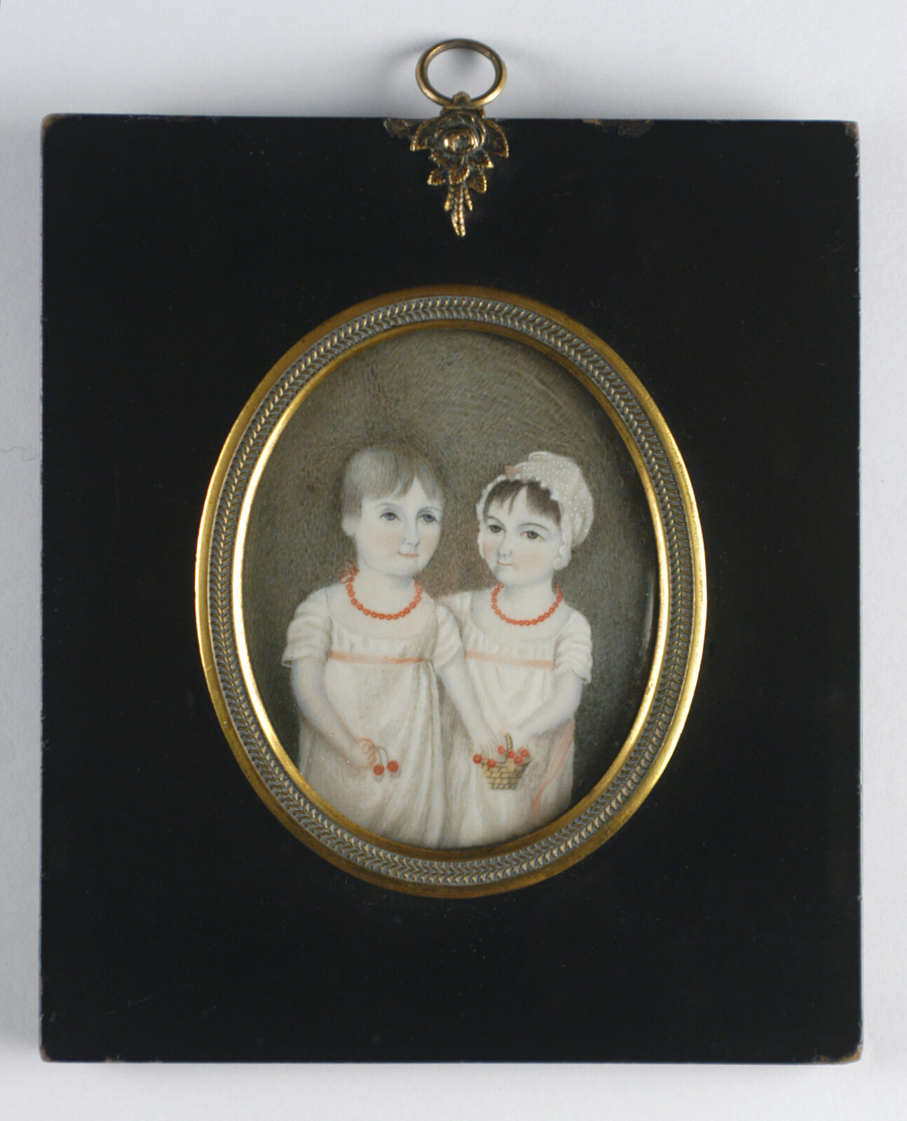 Miniature on ivory depicting Lizzy and Marianne Knight, two of Jane Austen's nieces.