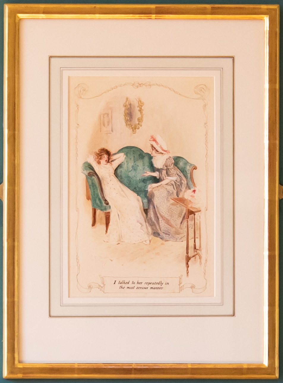 Original illustration by CE Brock, entitled 'I talked to her repeatedly in the most serious manner', signed and dated 1907