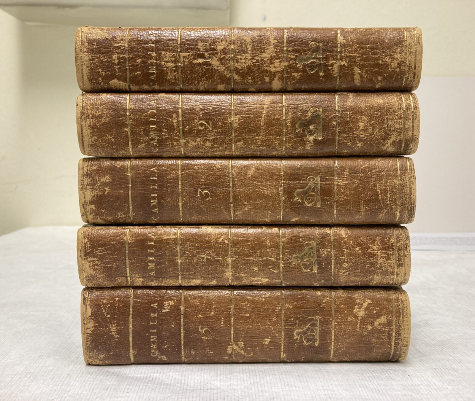 Camilla, or, a Picture of Youth, by Fanny Burney, in five volumes. First edition, 1796.