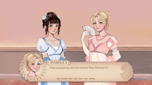 Dialogue mock up for Northanger Abbey visual novel, by Tricia Yu