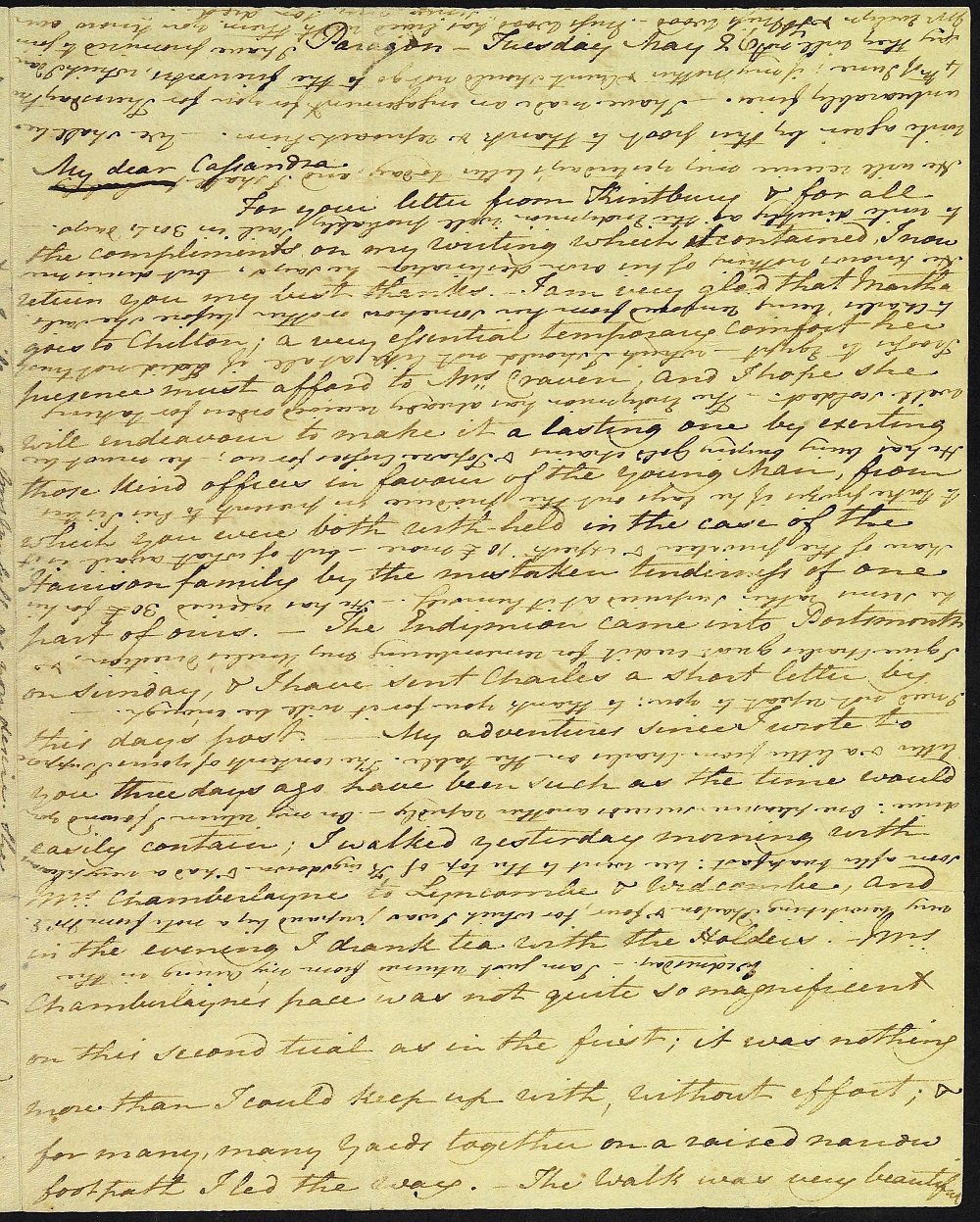 Letter from Jane Austen to Cassandra Austen, Tuesday 26th - Wednesday 27th May 1801. Page 1