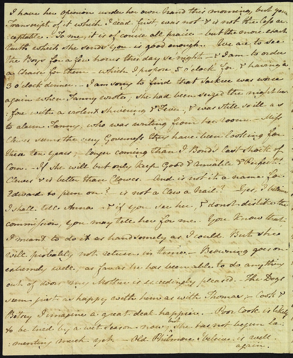 Letter from Jane Austen to Cassandra Austen, 9th February 1813. Page 2