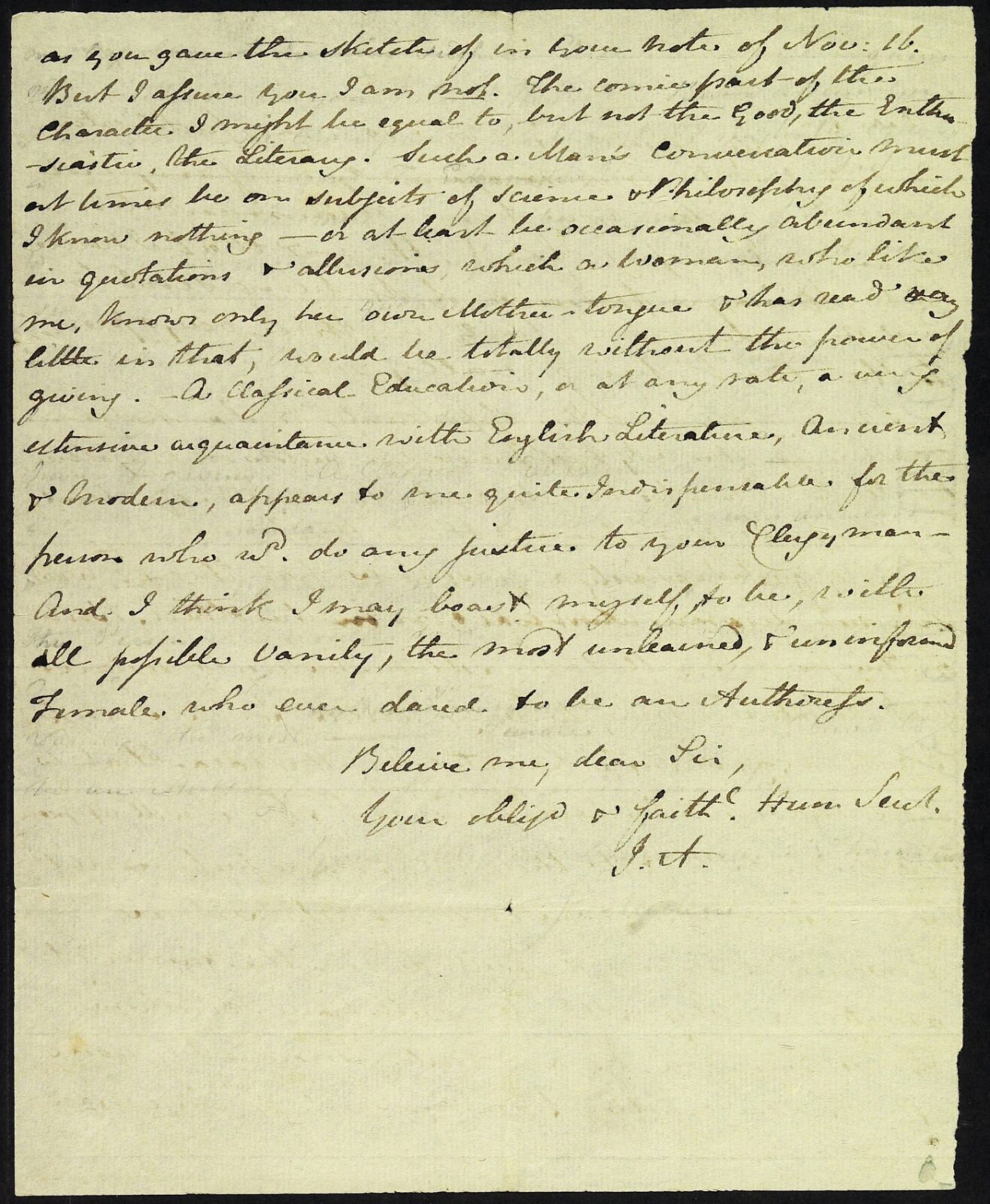 Letter from Jane Austen to Rev. Stanier Clarke, 11 December 1815, page 2