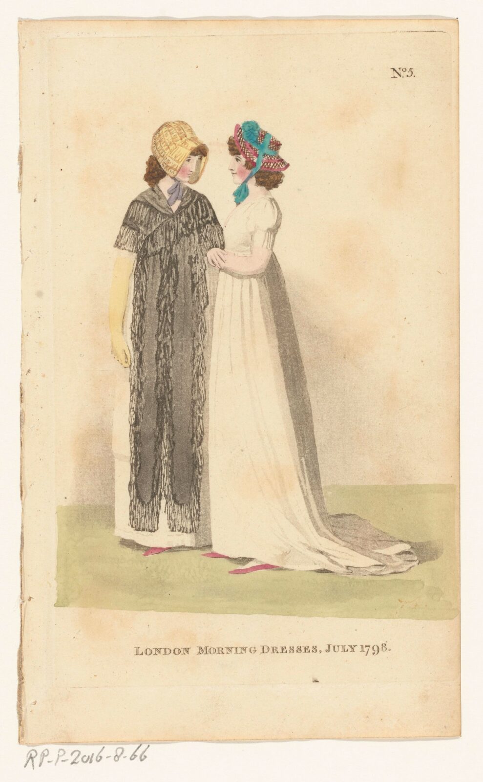 ‘London Morning Dress’, The Lady’s Magazine, July 1798, engraving and watercolour on paper. Rijksmuseum, Amsterdam