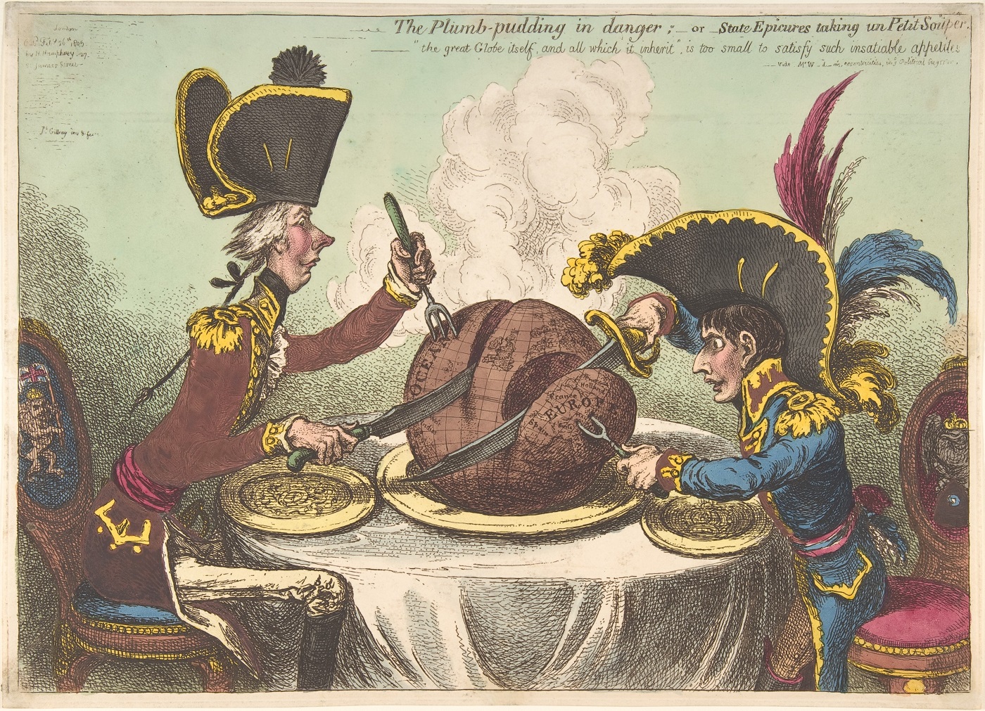 'The Plumb-pudding in danger – or – State Epicures taking un Petit Souper'. Image courtesy of The Met, New York
