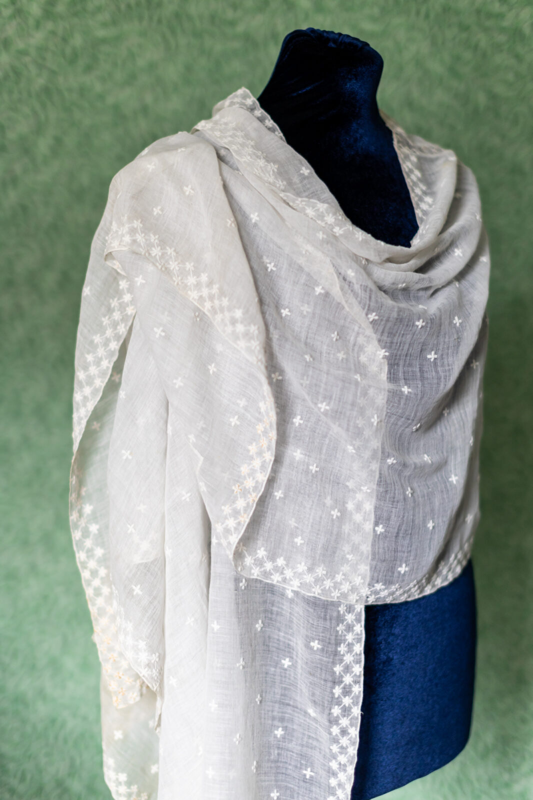 Jane Austen's muslin shawl shown on a mannequin